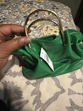 Source Unknown Green Mini Handbag with Gold Arch Handles